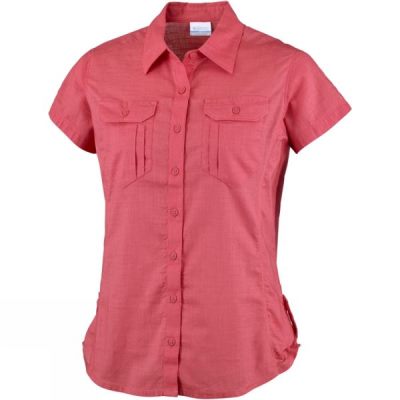 Camisa Columbia Camp Henry Solid Manga Corta Mujer Rojas - Chile UZE917623